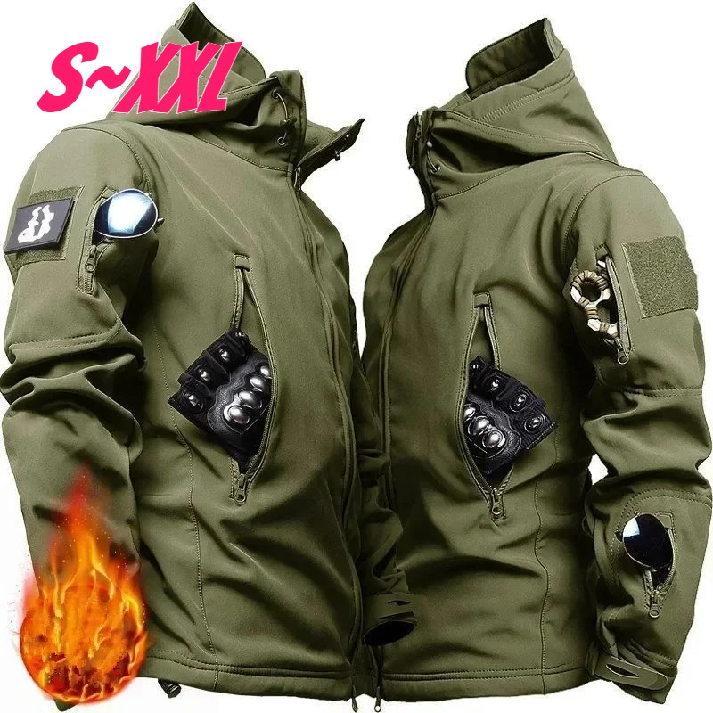 hot-new-camo-waterproof-and-warm-men's-winter-soft-shell-special-tactical-hooded-jacket-multi-pocket-tactical-pants
