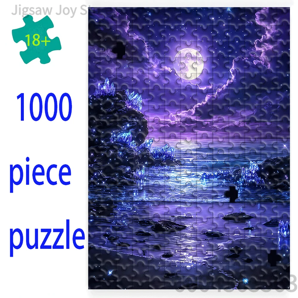 Beautiful Fantasy Seascape & Vibrant European Village Mosaic Puzzle Stress Relief Desktop Ornament Hobby Collection For Adults