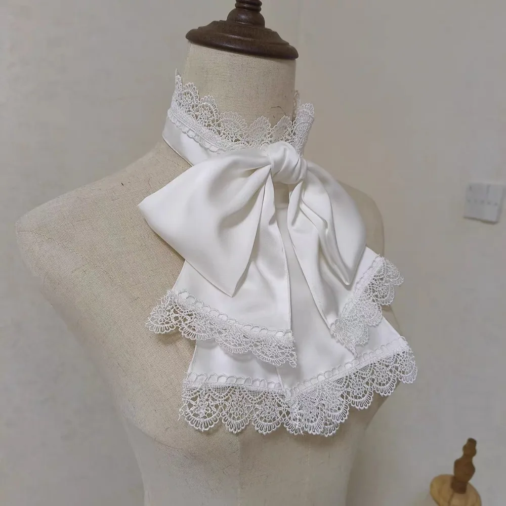 

Милый воротник-жабо в стиле Лолиты, великолепный бант, готический кружевной съемный кружевной галстук-бабочка, аксессуары для косплея Ouji