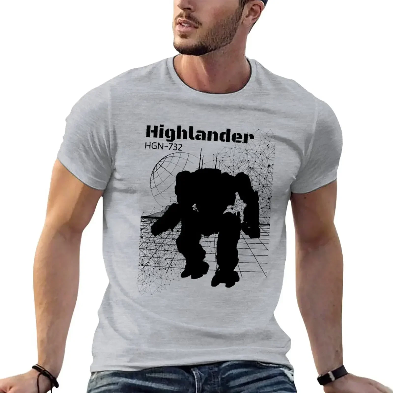 Hippie Clothes Mens Graphic T-shirts Mechwarrior. Battletech. Highlander Mech. All Sistems Nominal T-Shirt Harajuku Oversized