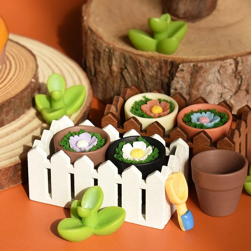 مجموعة أواني الطين لبيت الدمى الجنية، مزارعي زهور الراتنج المصغر، حزمة من 10 إكسسوارات للحديقة. #2