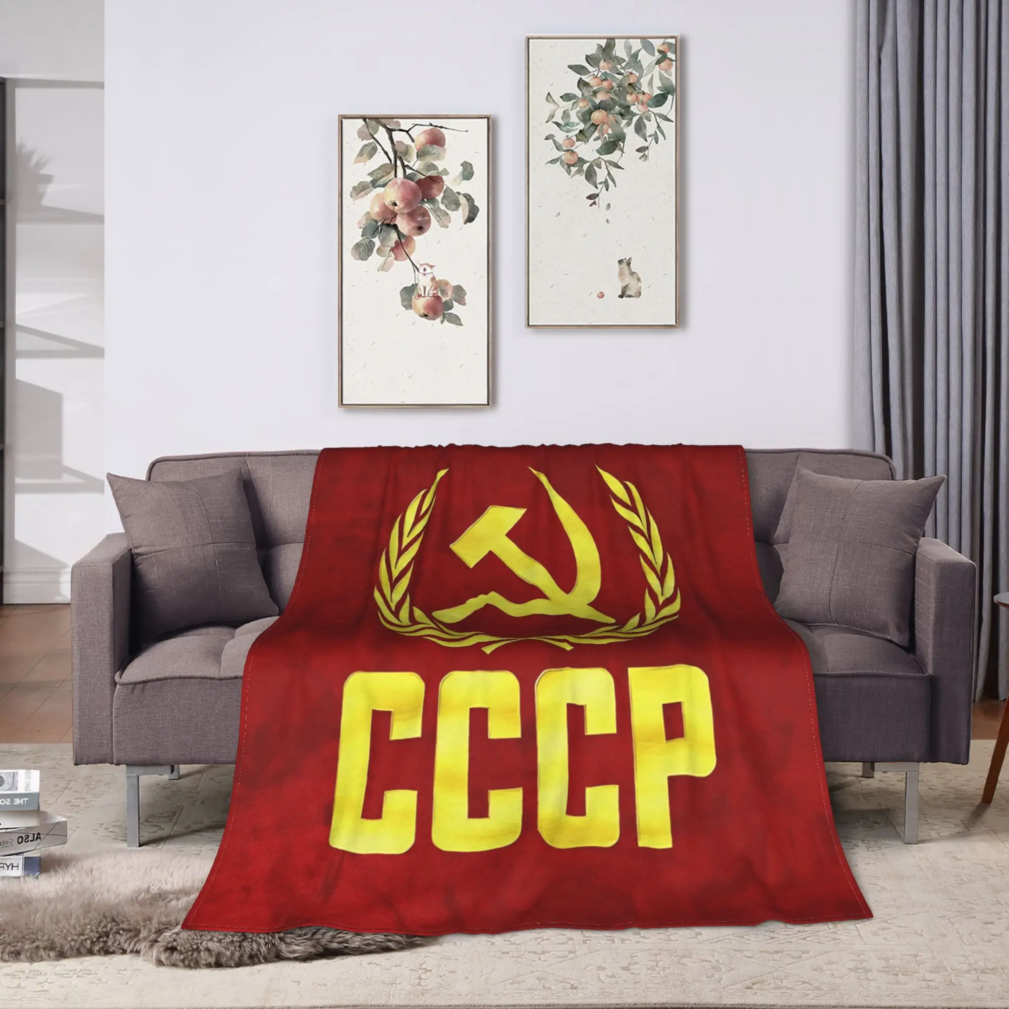 Warm BlanketKids Airplane Travel CCCP Soviet Hammer And Sickle Star Throw Blanket  Flannel Bedspread Sofa Bed Cover