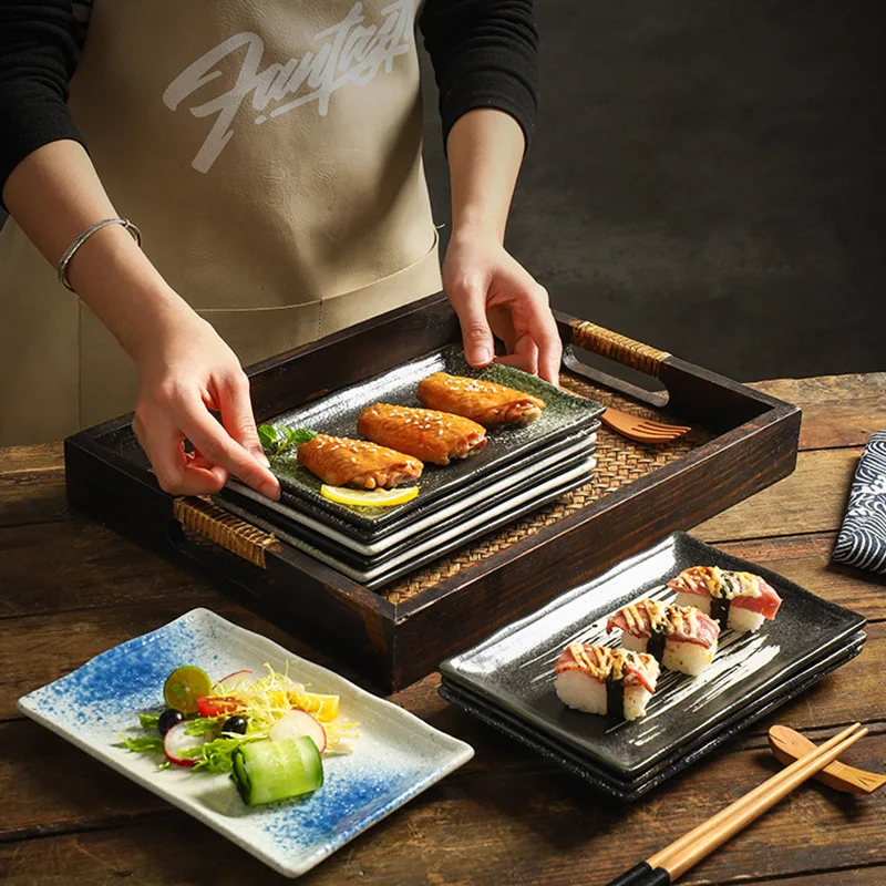 

Japanese-style Creative Ceramic Sushi Rectangular Dim Sum Cake Special Dish for Food Shop Hotel Restaurant Set Dish Wholesale