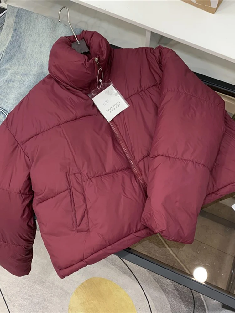 Frauen Weiß Rollkragen Parkas Jacke Verdicken Warme Lange Hülse Gepolsterte Mantel Vintage Mantel Streetwear 2000er Jahre Kleidung Winter 2024