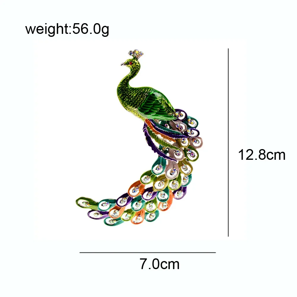 Fashion Rhinestone Peacock Brooch Pin Animal Enamel Corsage for Women Girls Clothing Accessories