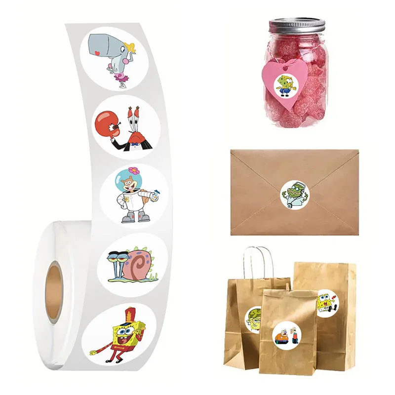 200PCS Spongebob Stickers Cartoon Anime Figure Image DIY Envelope Sealing Children\'s Reward Sticker Cup Trunk Laptop Decorative