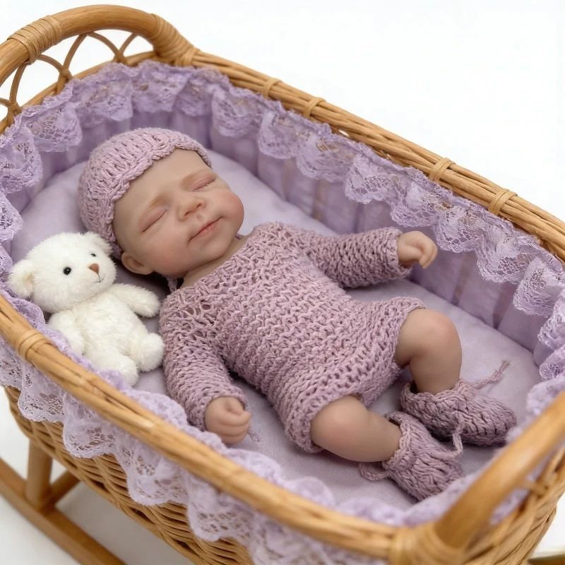 30cm Pascale Solid Silicone Mouth Can Open Doll Toy with Purple Clothing Set