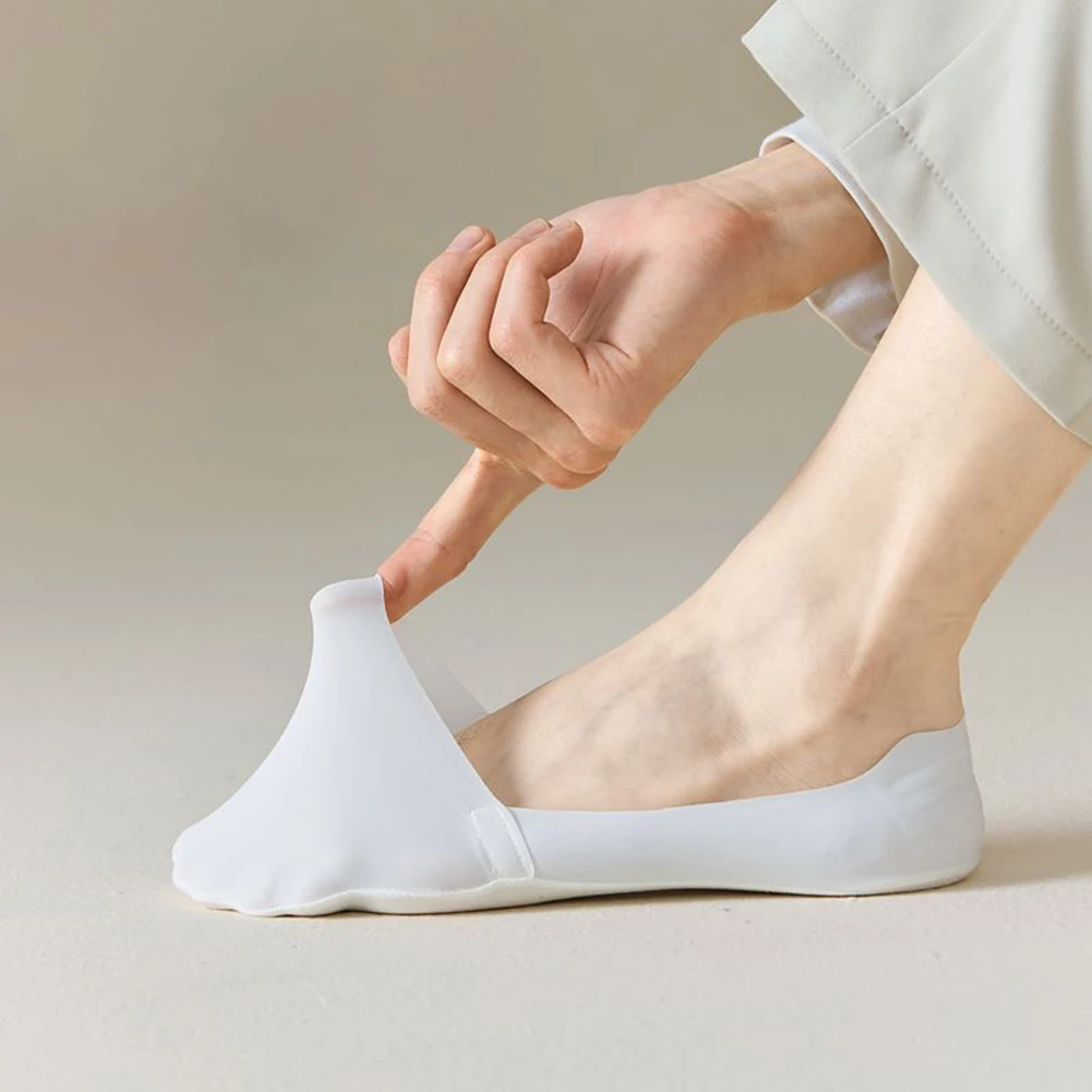 

1 пара мужских летних модных носков-лодочек, силиконовые противоскользящие носки с низким вырезом, дышащая легкая ледяная шелковая ткань