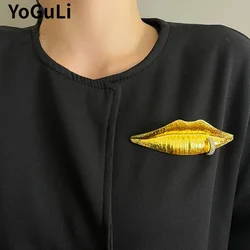 Fashion Jewelry European and American Design Lip Shaped Brooch For Women Party Gifts Exaggerative Accessories 2024 Trend New