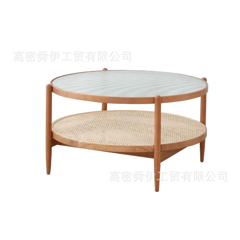 

Internet celebrity cherry wood coffee table small apartment rattan coffee table living room set few solid wood sofa corner few