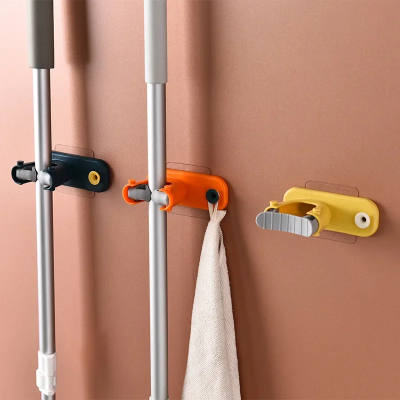 

Home free punching strong seamless waterproof mop clip bathroom toilet wall mount hook wall paste hook mop card holder