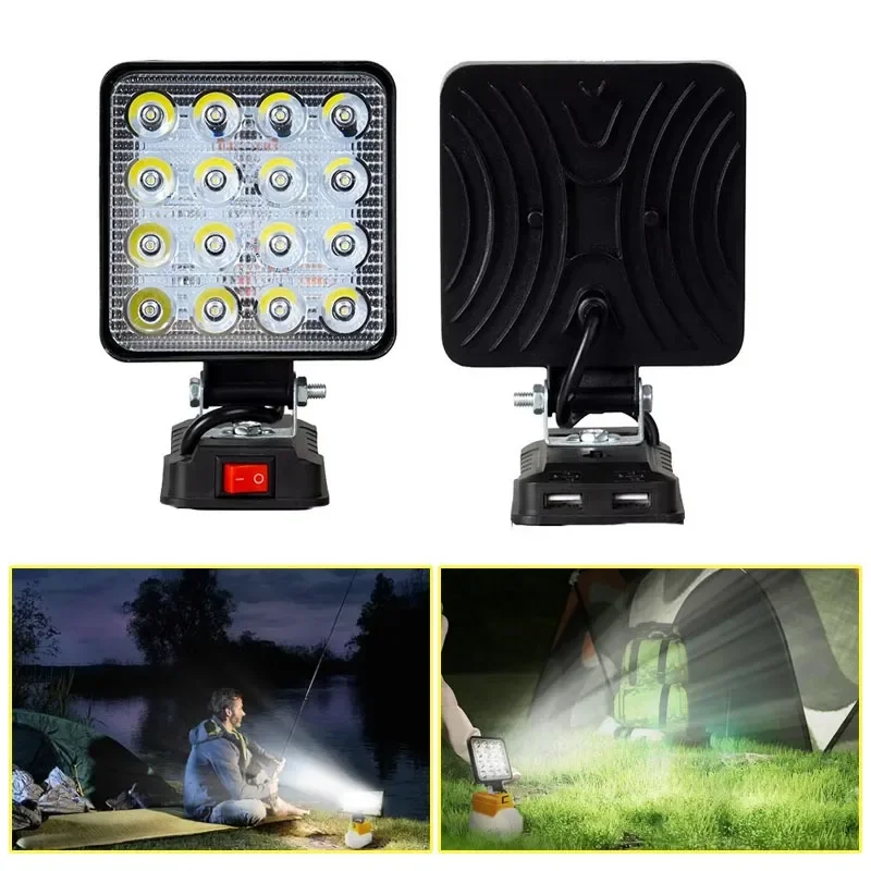 

NEW LED Flashlight Outdoors Flood Lights For Makita/DeWalt/Milwaukee/Bosch 18V Li-ion Battery Work Light Camping Lighting