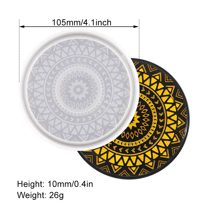 Circular Pattern Cup Cushion Silicone Mold Datura Pattern Flower Pot Base Gypsum Concrete Mold Mug Coaster Resin Silicone Mold