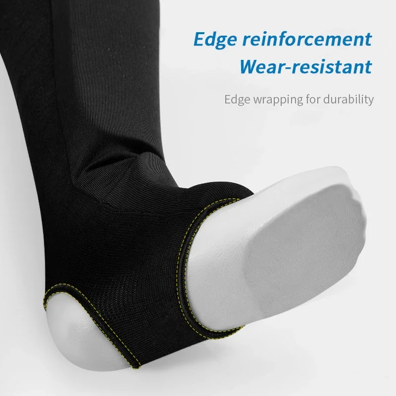 Karate Shin Guards with Instep Protection Stretch Cotton Knit Thick EVA Foam Padding for Kickboxing Muay Thai Training Gear