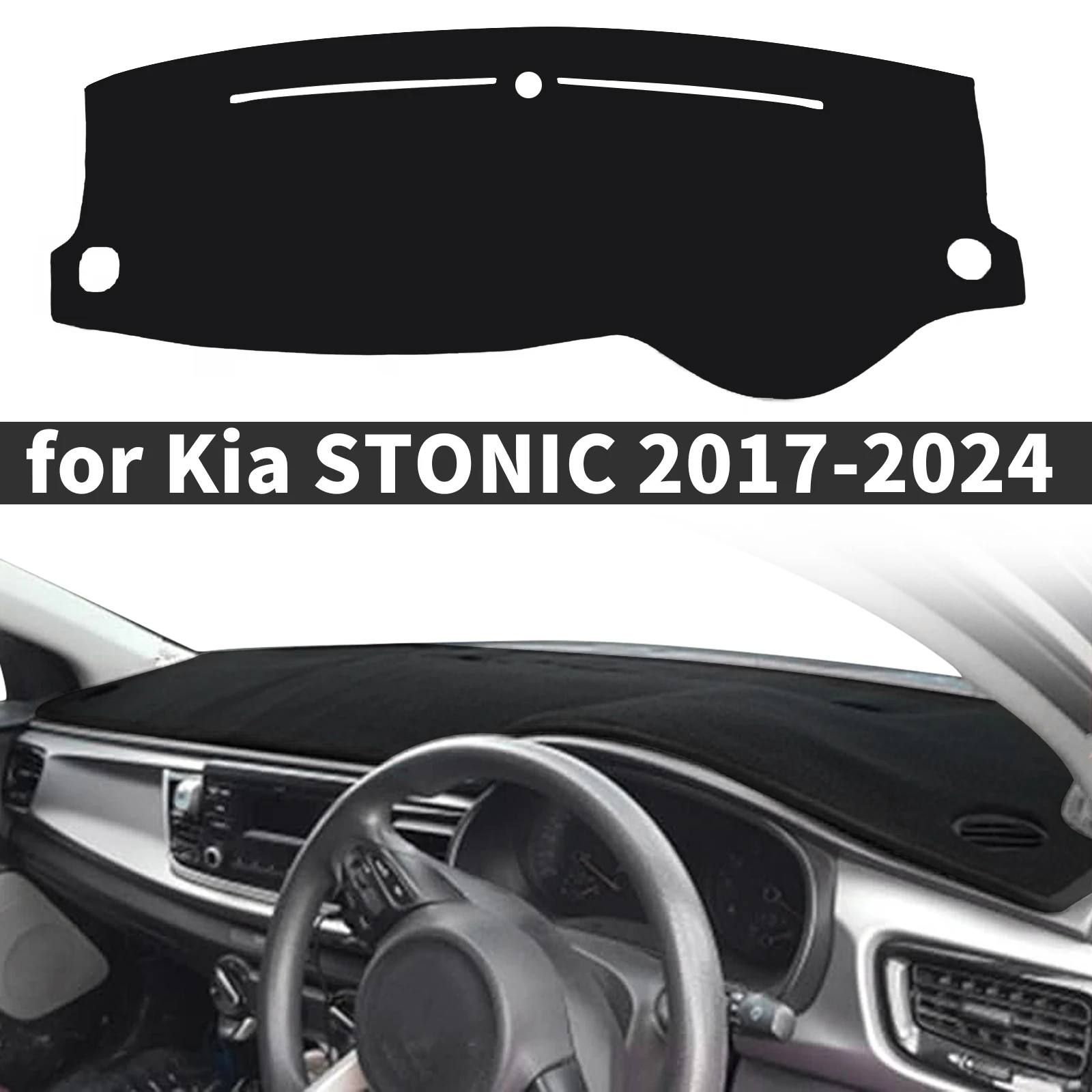 for Kia STONIC 2017 2018-2024 Car Dashboard Cover Dashmat Sunshade Anti‑Slip Anti‑UV Dash Mat Cover Interior Accessories