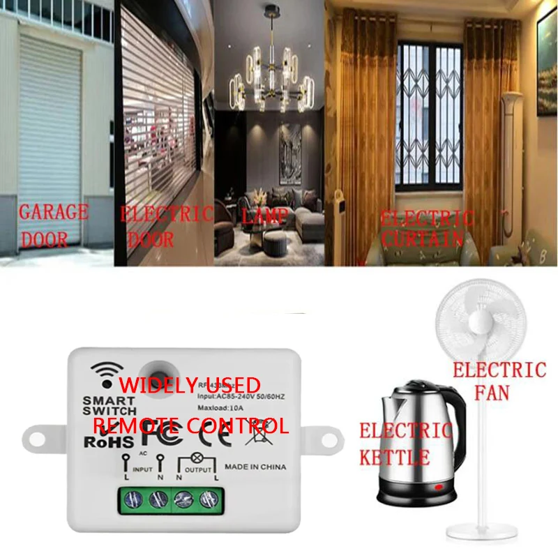 433MHZ Ndustrial AC110V 220V 1CH RF Wireless Remote Control Switch Radio Receiver With 20-1000M Long Distance Remote controller