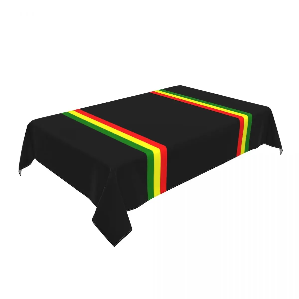 Rectangular Waterproof Reggae Rasta Stripe Colors Pattern Tablecloth Backed Edge Table Cover Jamaican Jamaica Proud Table Cloth