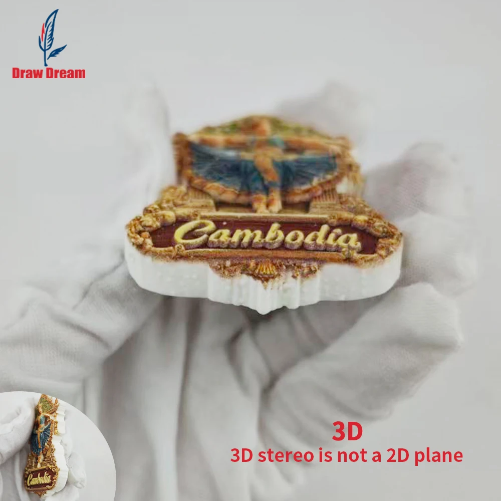 1Pc Cambodia Creative 3D Embossed Refrigerator Magnet World Travel Souvenir Collection Suitable for Home and Office Decoration, Personalized Exclusive Travel Souvenir Magnetic Refrigerator Magnet Home Decoration, Kitchen, Room, Office, Cabinet Crafts Gift, Holiday Souvenir, Exquisite Small Gift