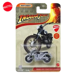 Original Mattel Matchbox Car 1/64 Diecast Boys Toys Indiana Jones Themed Ducati Scrambler Simulated Vehicle Model Birthday Gift