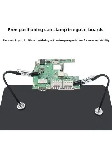 Soldering Third Hand with Strong Magnetic Base Flexible Arms PCB Holder for Electronics Repair – Alligator Clip Welding Tool