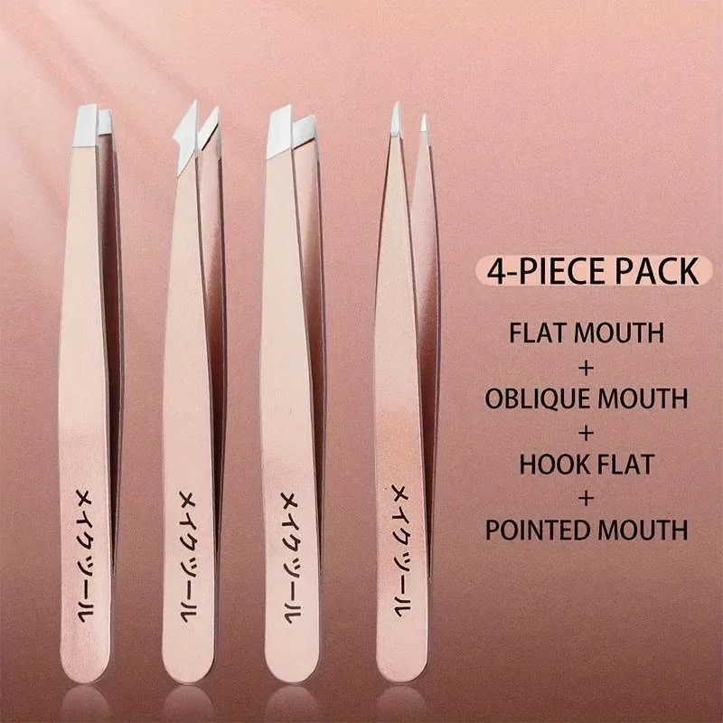 2/4pcs Set Professional Tweezers Set Perfect For Eyebrow Hair Removal Splinter Very Effortless and Relaxed to Remove