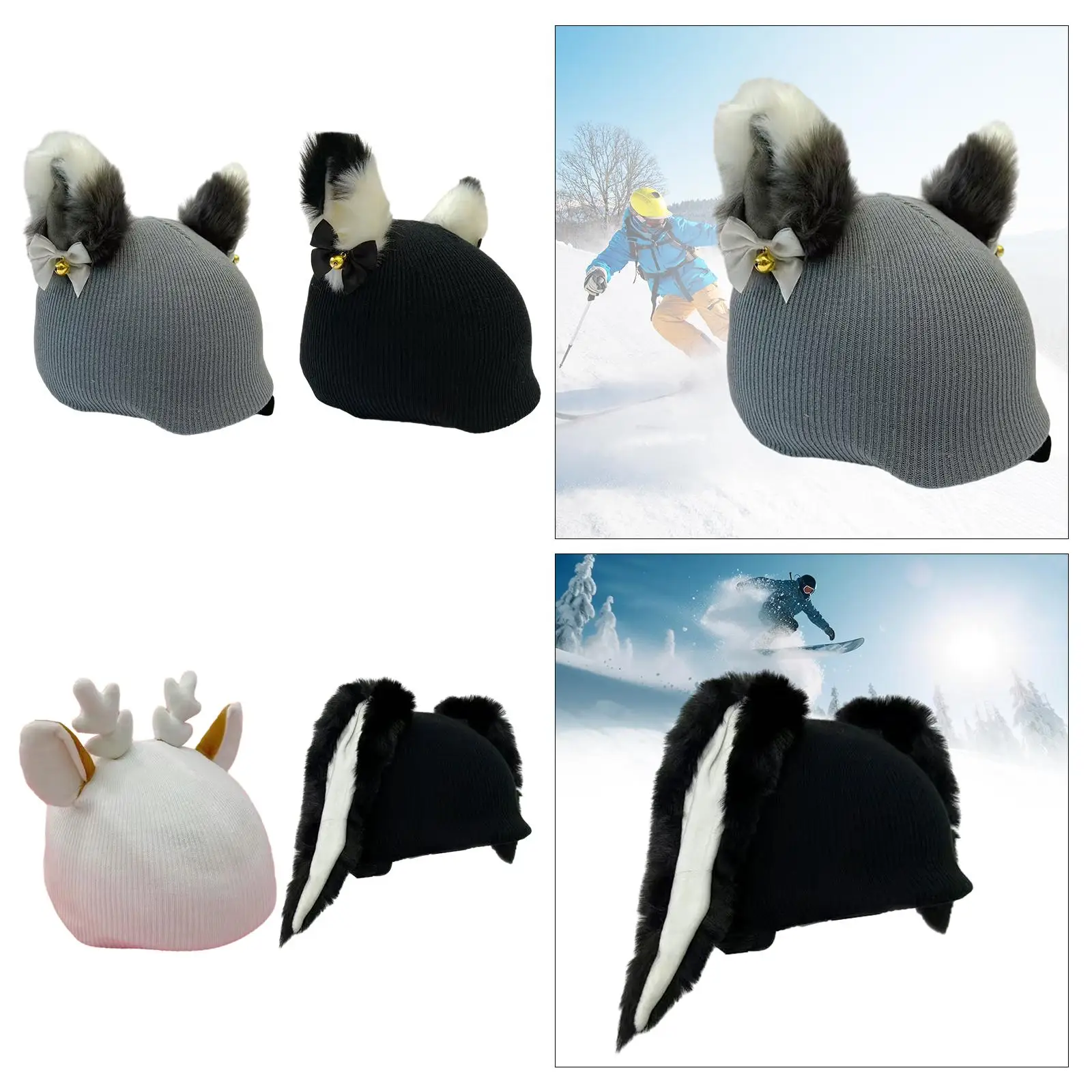 Snow Ski Helmet Cover Knitted Cap, Outdoor Sports Snowboard Skating Soft Warm Funny Elastic Ski Helmet Decor Beanie