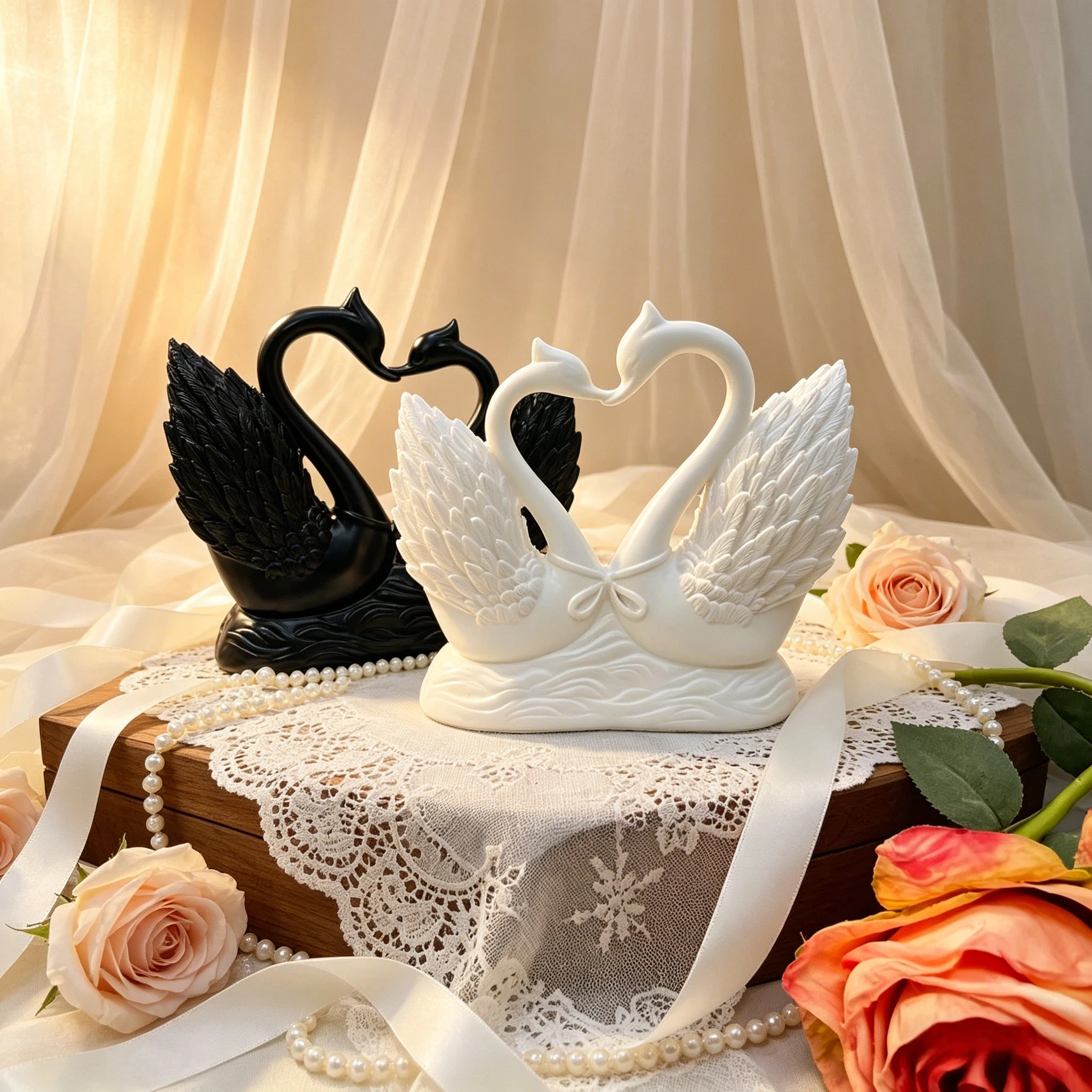 Resin Art Using Flowers - 1pc, Eternal Love Theme Black Swan