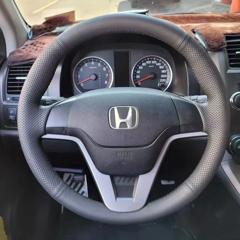 

Для Honda CRV CR-V 2007-2011 Автомобильные аксессуары «сделай сам» сшитый вручную черный Износостойкий чехол из натуральной кожи для рулевого колеса автомобиля