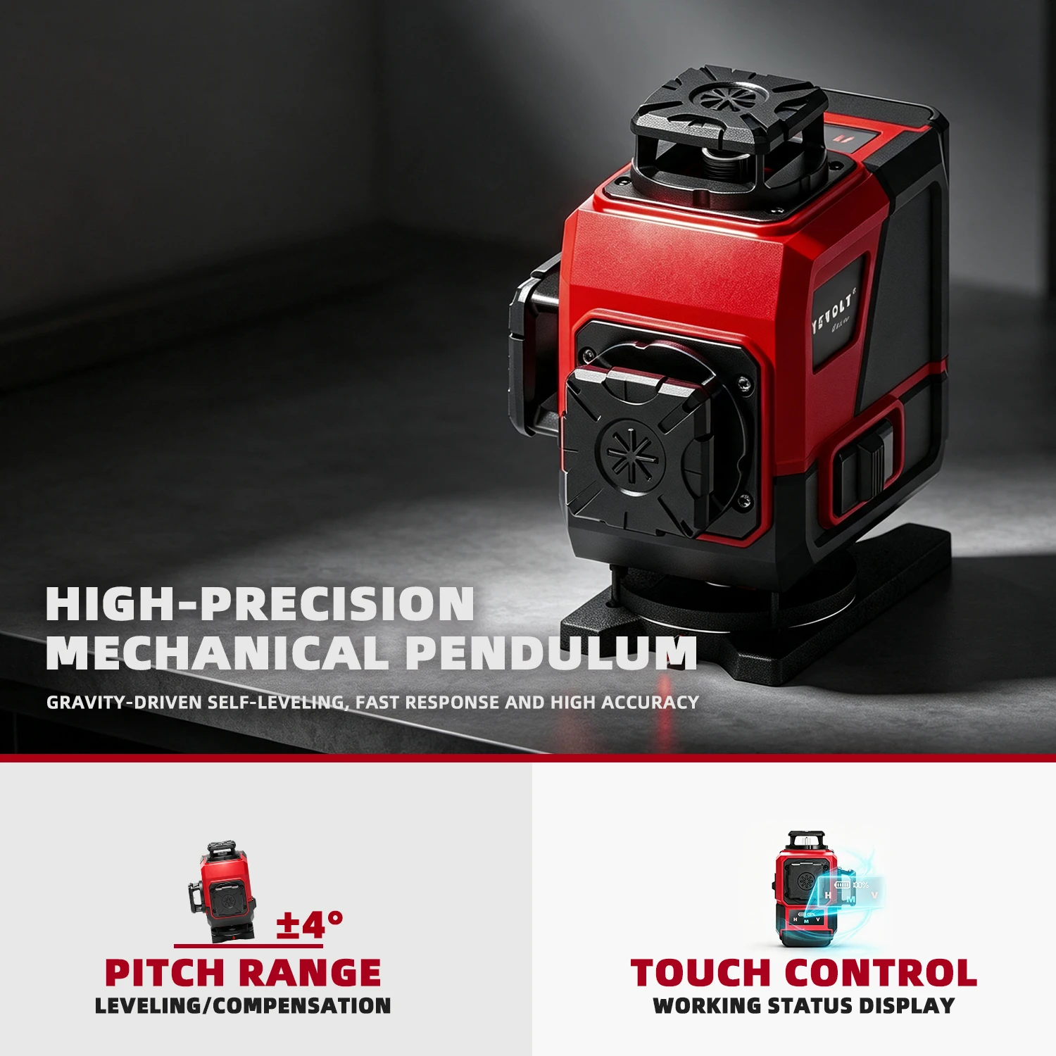YEVOLT セルフレベリング 4D レーザーレベル 4x3 - Laser Level 16 Lines 4D Green のレビューと価格