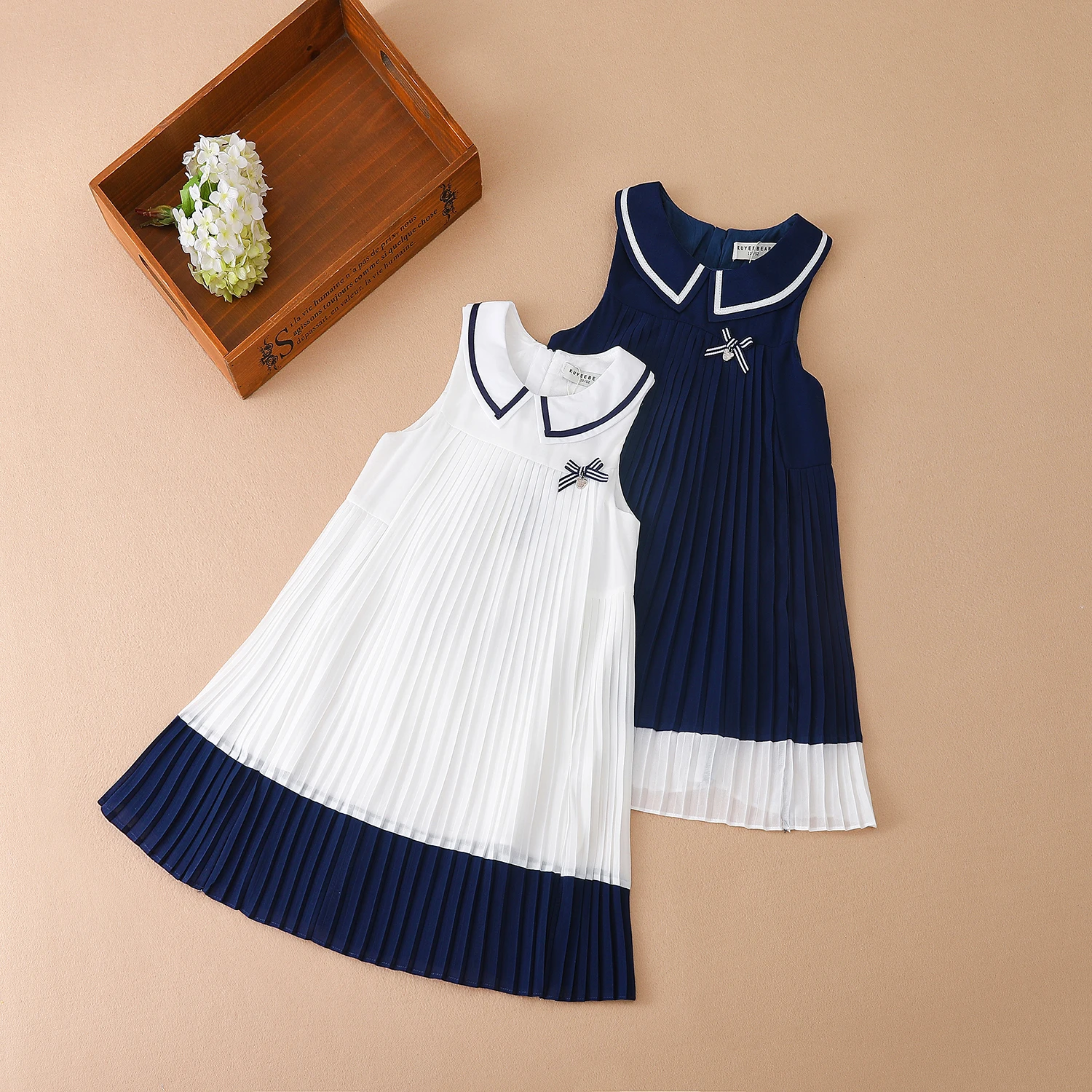 Girl Dresses Sleeveless Summer Chiffon Pleated Clothing Kids' Dresses Baby Girl One-piece Dress