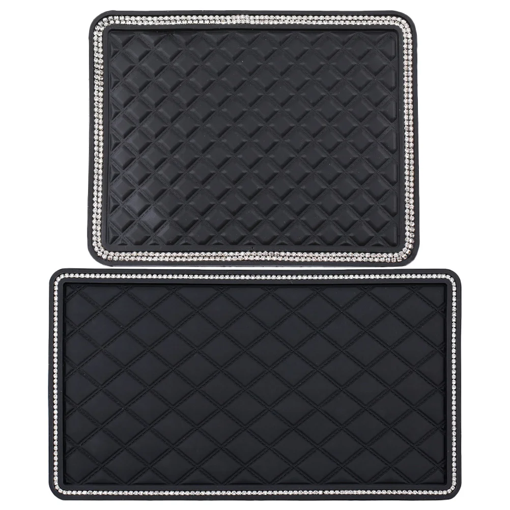 

2Pcs Dashboard Skidproof Non-Slip Pad Car Mat Rhinestone Decor Anti-Slip Phone Holder Mobile Navigation Dashboard Mat