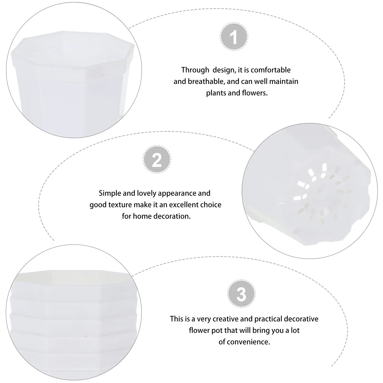 

Plastic Octagonal Flower Pot Cube Removable Clear Nursery Pots Miniature Lightweight Durable Safe Gentle Breathable Easy