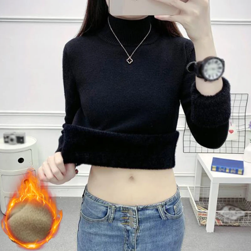 C.New S Fashion Women Sweater Knitted Korean Women's Sweater Slim Turtleneck Top Women Sexy Inner Wear Casual Female Knitwear