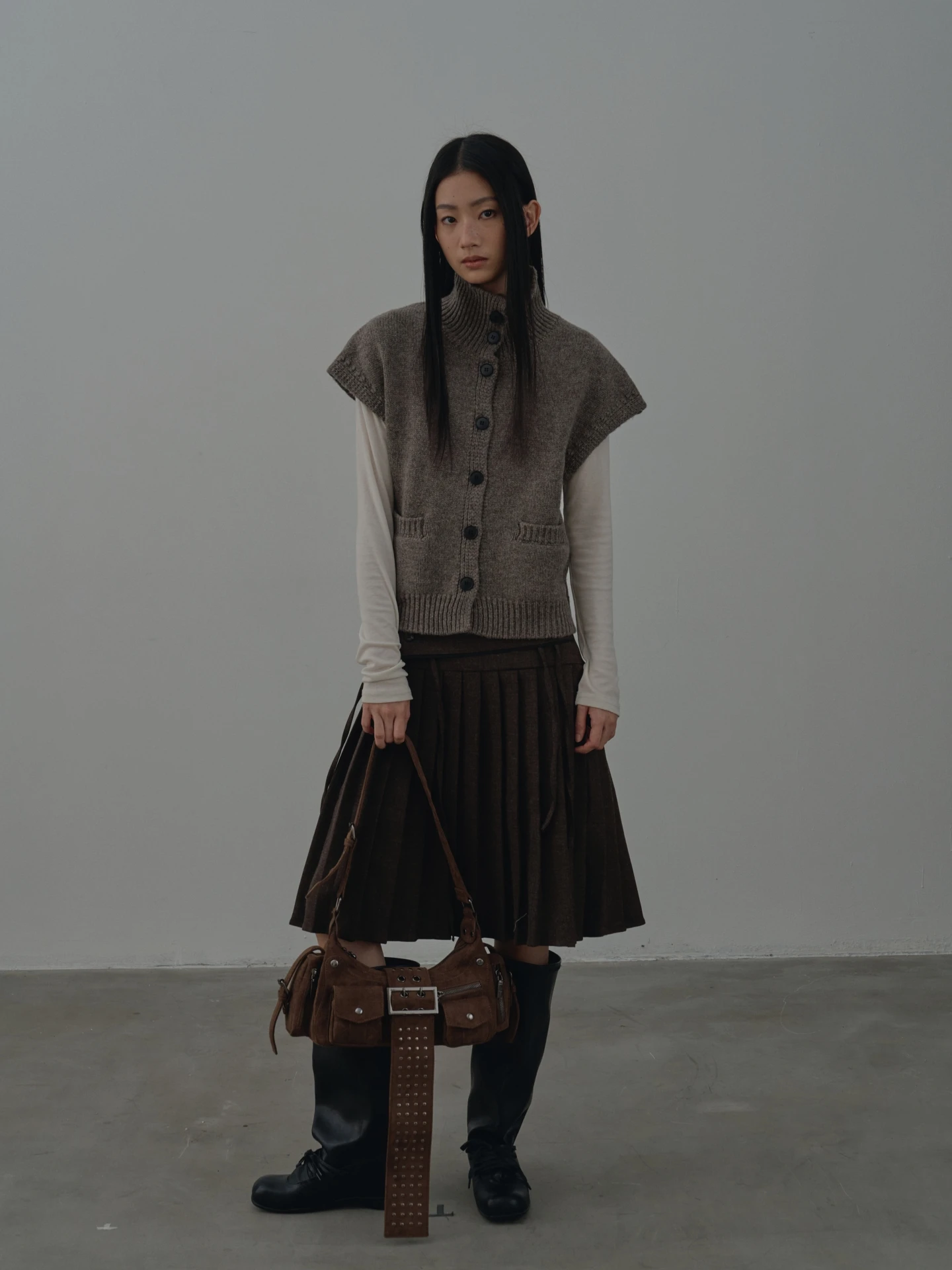 

Rebornique Korean Sle Double Waist A-Line Skirt Women's Woolen Plaid Skirt Belted Layered Skirts Ci Commute