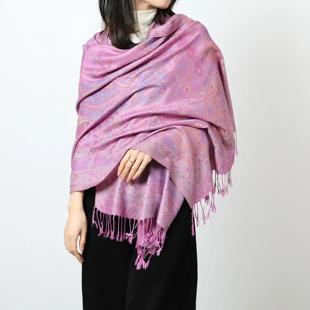 

Casual Ethnic Style Women Jacquard Scarf Soft Cotton Print Fringed Scarves Winter Warm Headscarf Long Wrap Shawl
