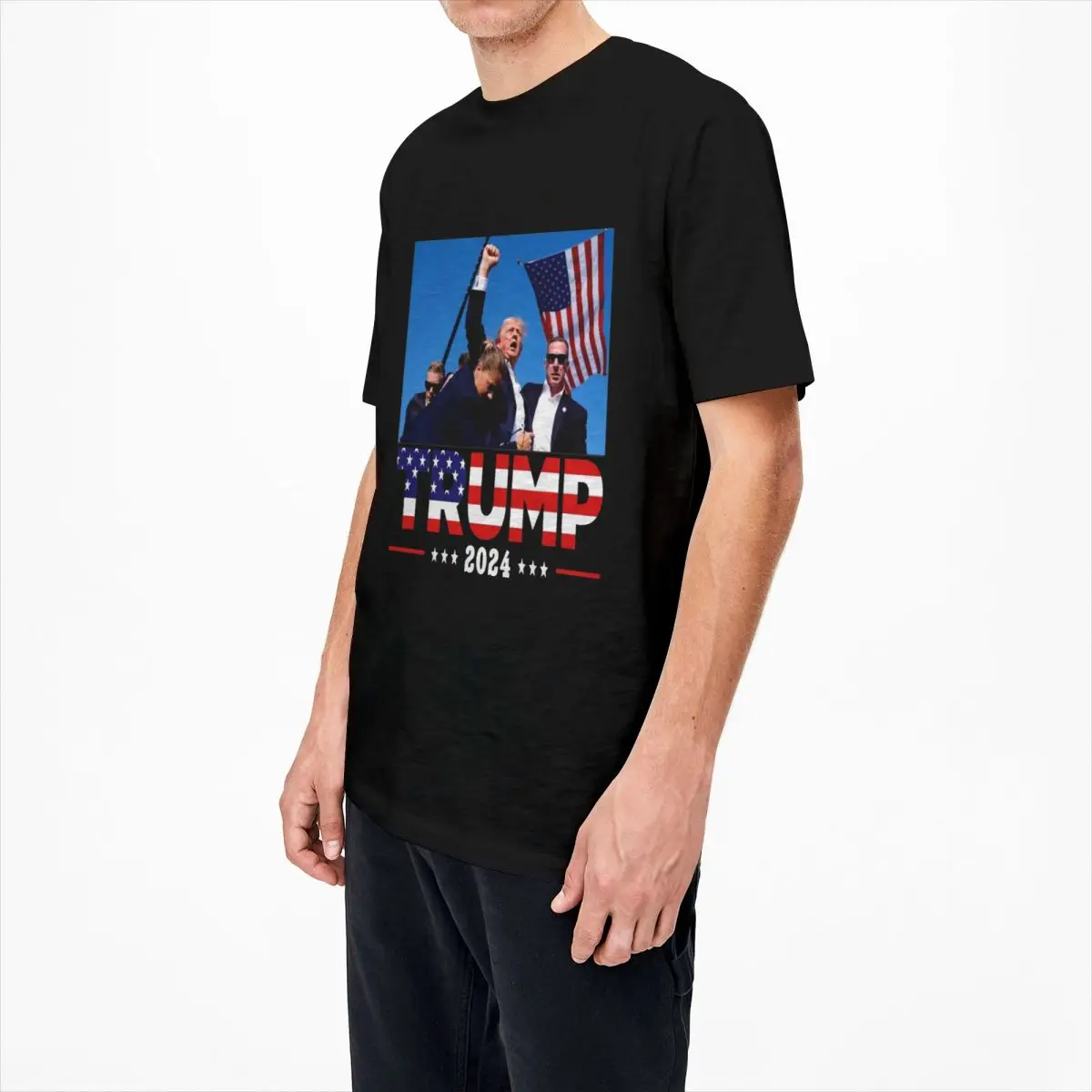 Man T Shirt Trump 2024 President T Shirts Leisure Trump Shot Summer Tees Classic Print Cotton Clothing Plus Size