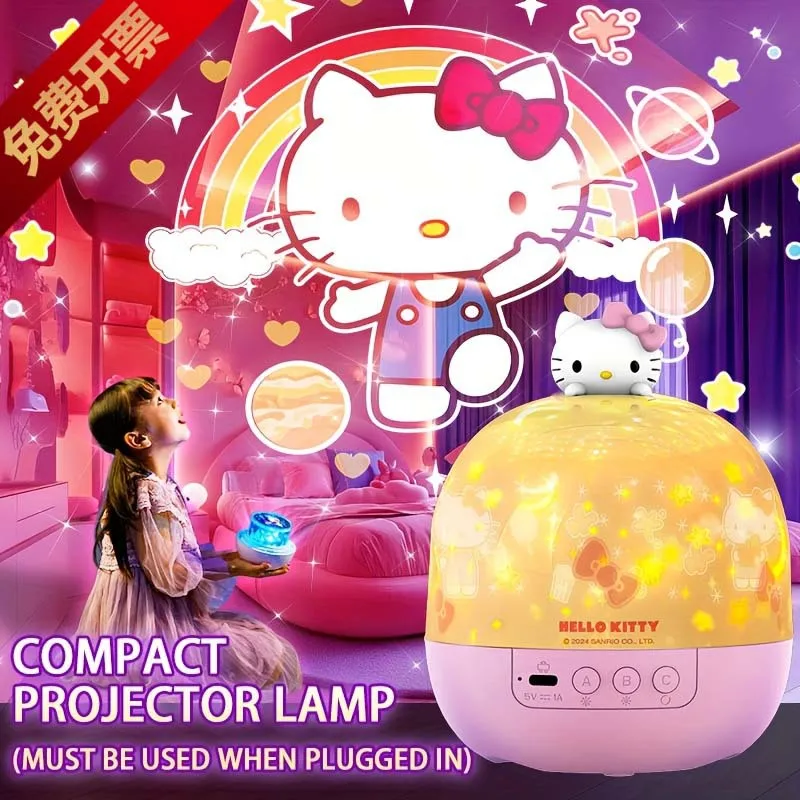 

Kawaii Sanrio Hello Kitty проекционная лампа Kuromi Cinnamoroll звездное небо ночник музыкальная шкатулка комната мечтательный проектор детская игрушка в подарок