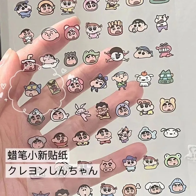 Crayon Shin-chan pegatinas de dibujos animados, figura de Anime, teléfono creativo, taza de agua, monopatín, decoración de guitarra, pegatinas de