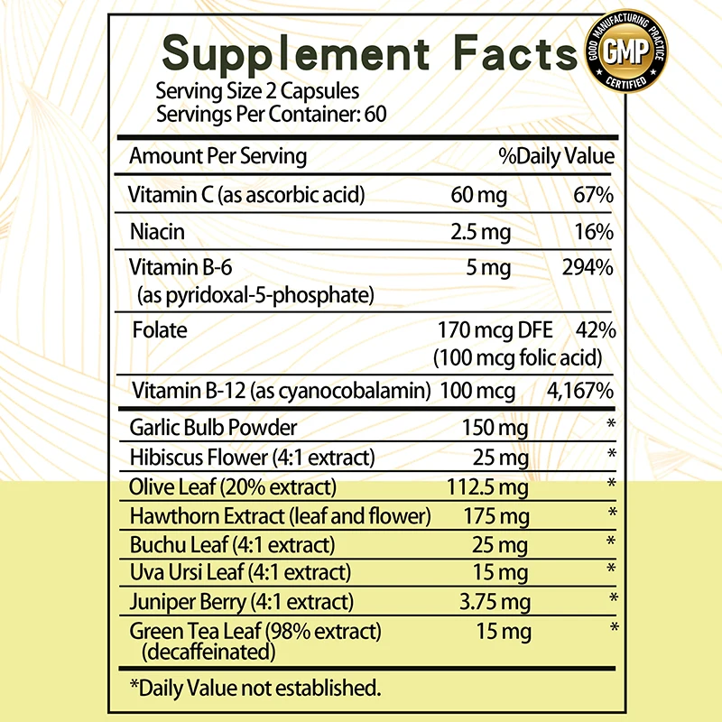 Blood Pressure Support - with Hawthorn & Hibiscus - Supports Cardiovascular Health and Promotes Blood Circulation