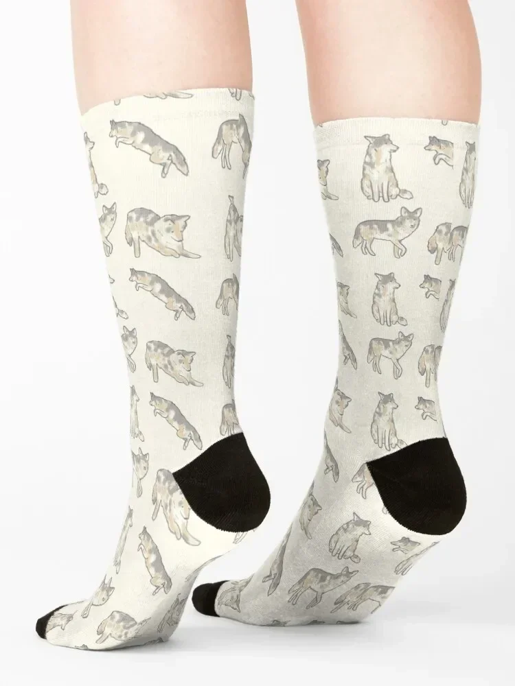 Cute Coyote art pack Socks snow sports stockings cute shoes Mens Socks Women's