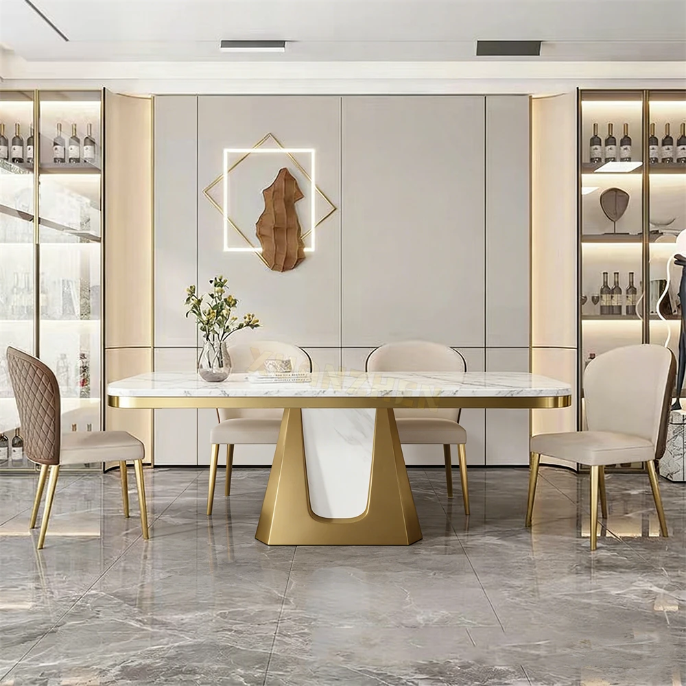 

# Modern Restaurant Dining Table Set Rectangular Tables Stone