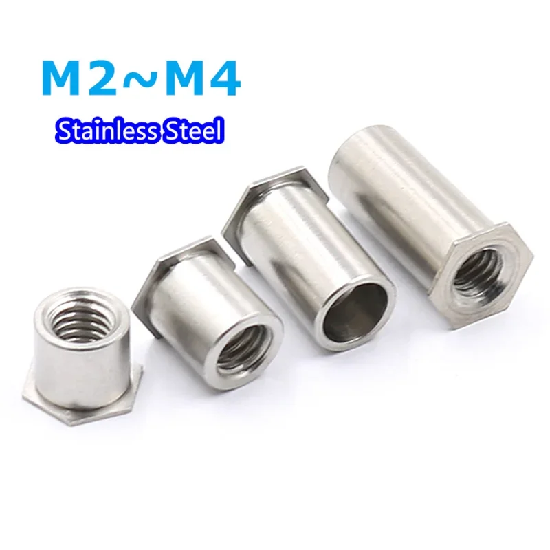 304Stainless Steel Through hole Hexagonal rivet stud Rivet nut column Riveting Stud M2 M2.5 M3 M3.5 M4