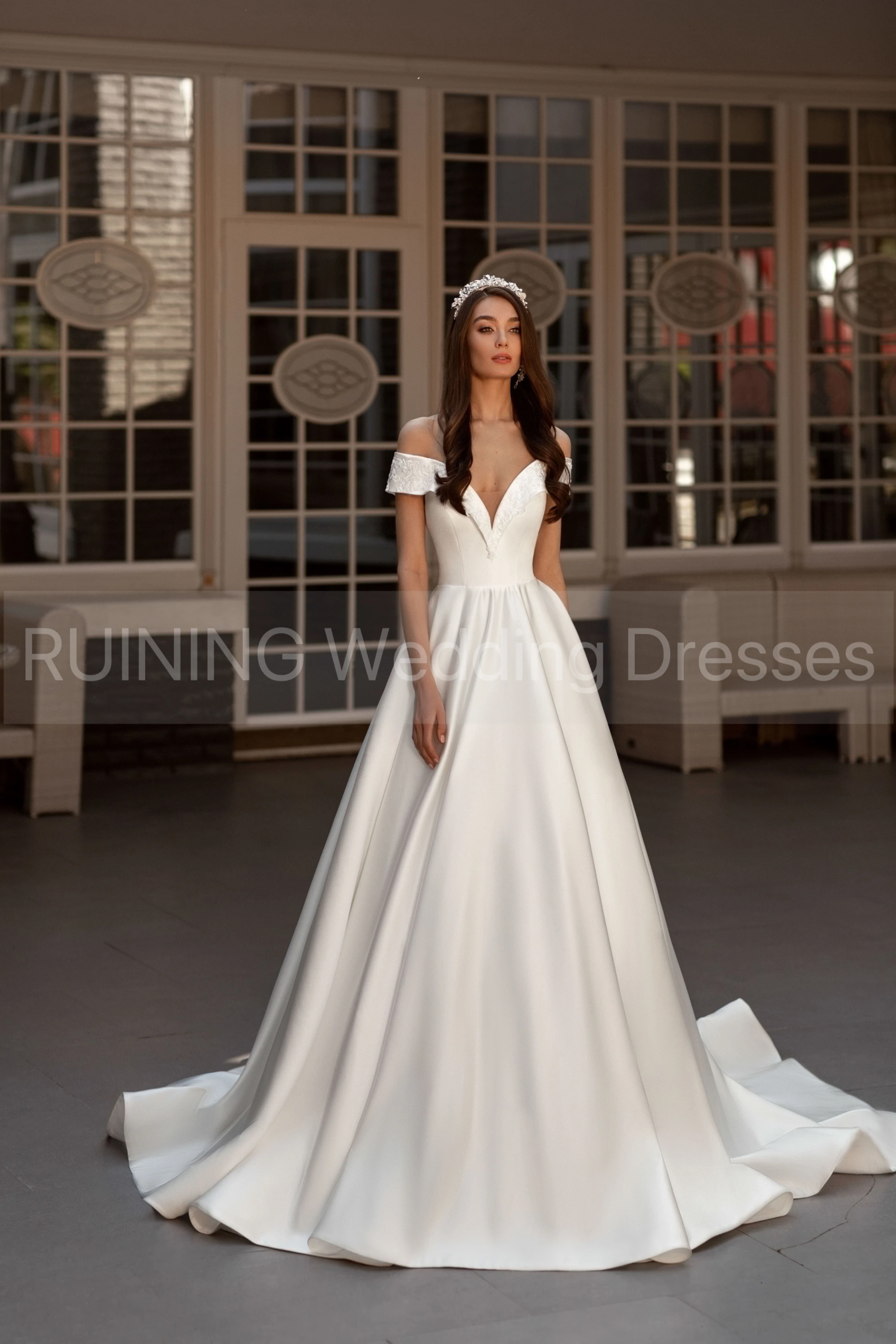 Simple Wedding Dresses Bridal For Women Lace Applique Sleeveless A-line Long Bride Dress vestidos de novia 2025 Satin Party Gown