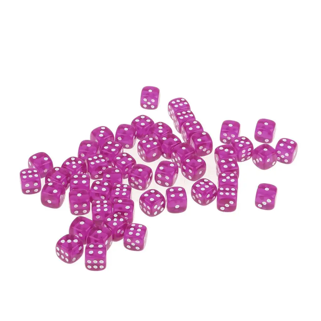 D6 Dice Set 12mm Translucent Dot Dice for RPG Tabletop Games Casino Supply and Classroom Math Tools