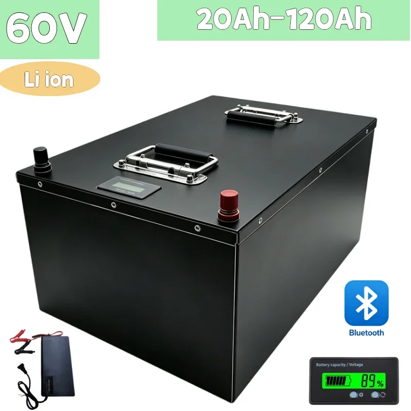 High Capacity 60V Li-ion Rechargeable Battery Pack 20Ah-120Ah With Charger For Solar System & 1KW To 5KW Power Inverter
