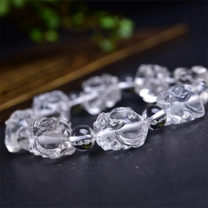 12MM Natural Clear Quartz Dragon Turtle Bracelet Fashion Crystal Quartz Gemstone Jewelry Reiki Healing Gift For Women 1pcs