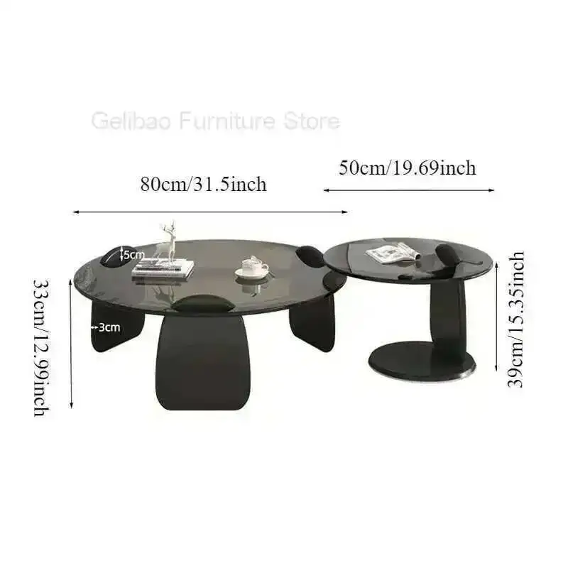 

Living Room Round Creative, Table Black Glass Dining Table Easy Clean, Multi Size Coffee Table Set, Side Table Office Cafe Home