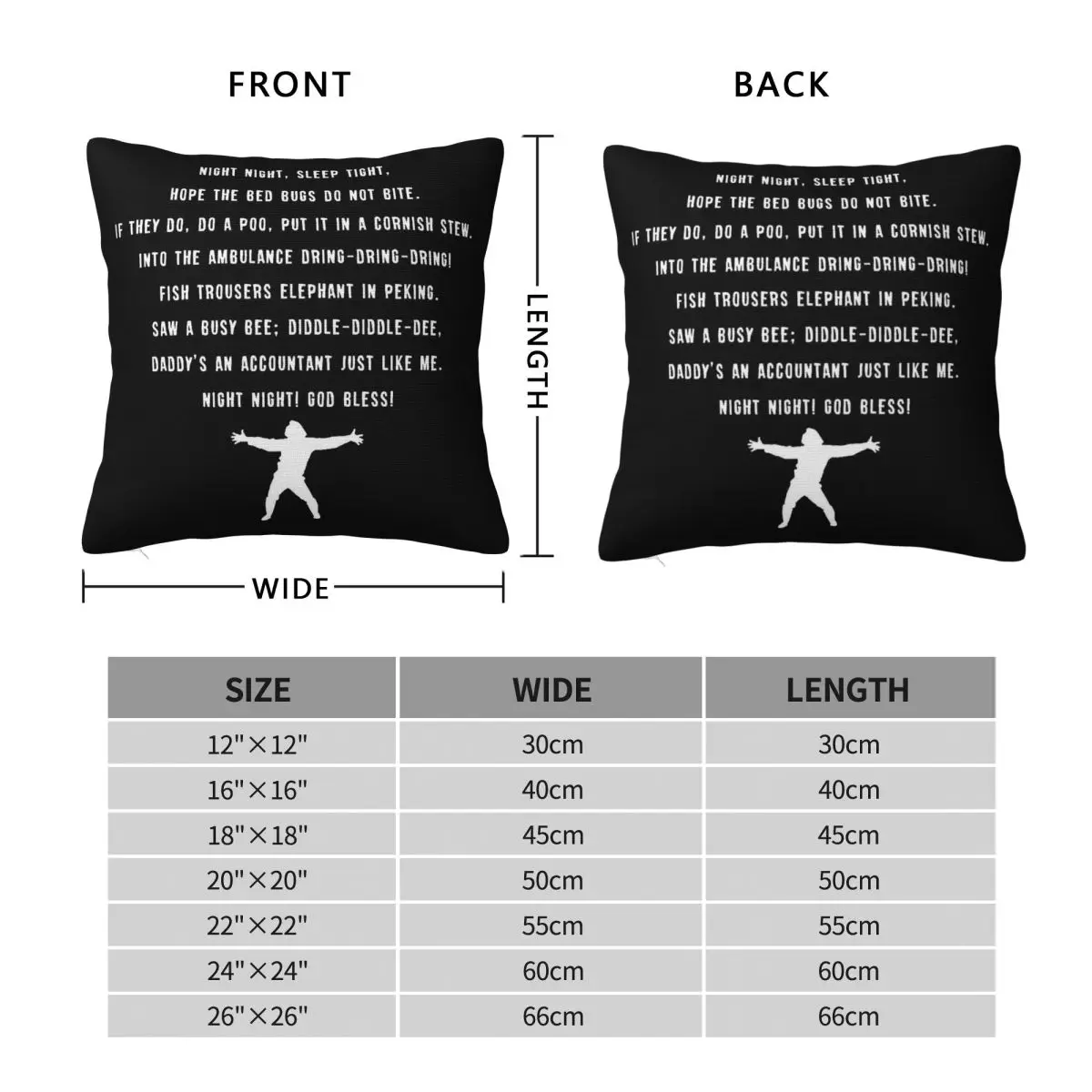 Bottom Night Couch Potato Square Pillowcase Polyester Linen Velvet Printed Zip Decor Room Cushion Cover 45x45