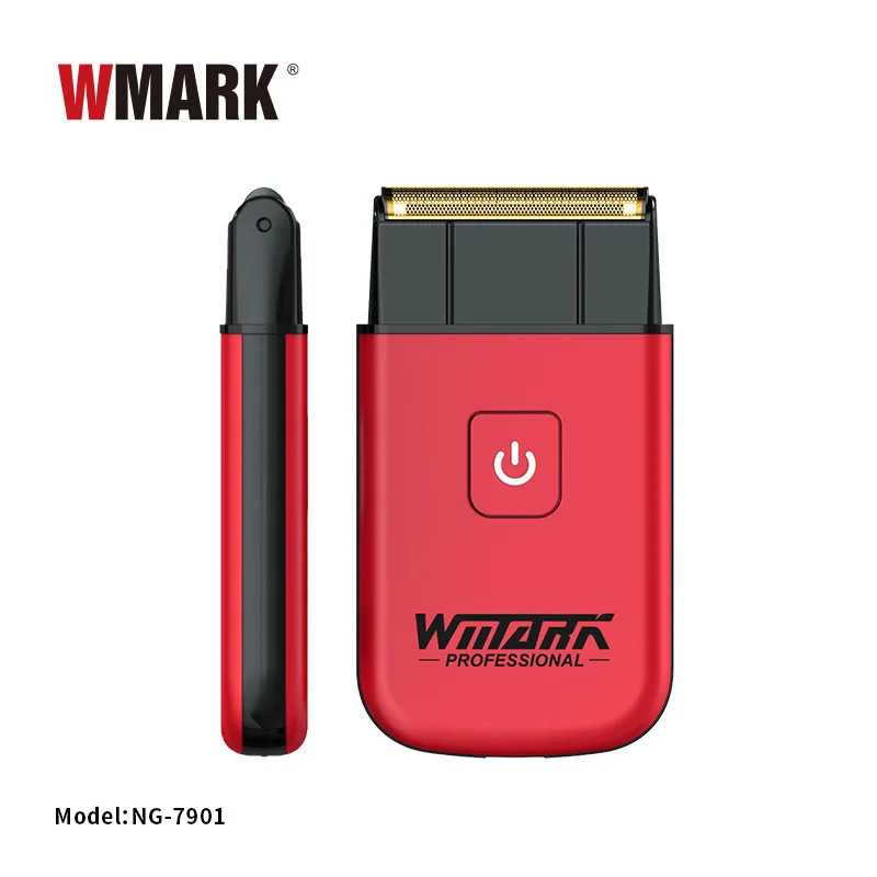 Wmark-男性用ステンレス鋼かみそり、チタンメッキ、2ブレード、電気、理髪店、新品、ミニ、ng-7901