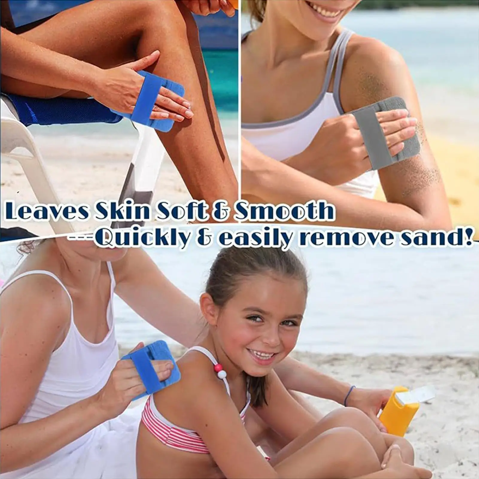 Rimozione della sabbia da spiaggia 4 pezzi Detergente per salviette per sabbia Detergente per salviette portatile morbido e delicato sulla pelle per adulti Bambini Viaggi in campeggio